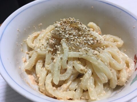 明太マヨうどん！見た目悪いですが…うまいズボラ飯！